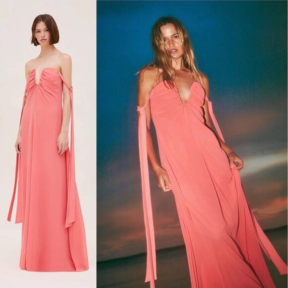 Alexis NWT Dali Off-The-Shoulder Maxi Dress/Gown Coral Pink Size Large - Picture 1 of 9